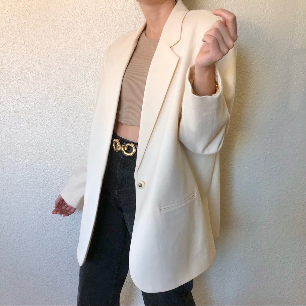 Vintage 90s Wool Single Button Blazer